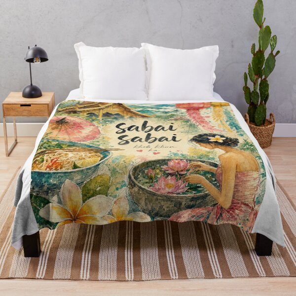 Item preview, Watercolor Chiang Mai Thailand - Sabai Sabai Travel Art Collage designed and sold by VisualArtsOasis.