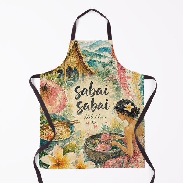 Item preview, Watercolor Chiang Mai Thailand - Sabai Sabai Travel Art Collage designed and sold by VisualArtsOasis.