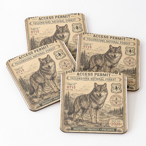 Item preview, Yellowstone Gray Wolf National Forest Access Permit designed and sold by KrungiT Design .