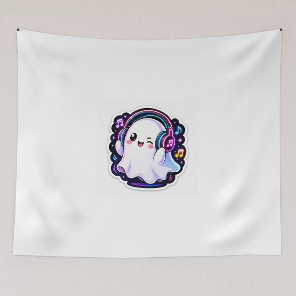 Item preview, Cute Ghost Listening to Music Sticker designed and sold by VeltrixaDesigns.