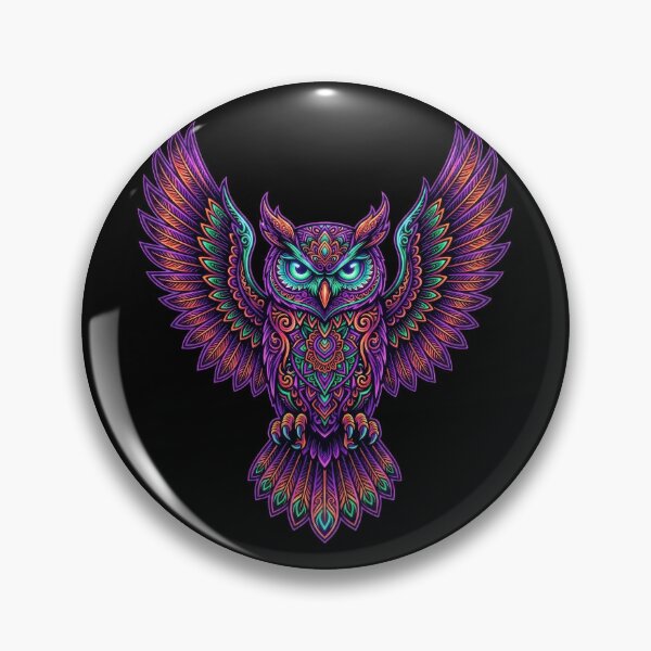 Artikelvorschau, Neon Eulen-Mandala Leuchtendes Wildtier-Design entworfen und verkauft von PlumArtDesign.