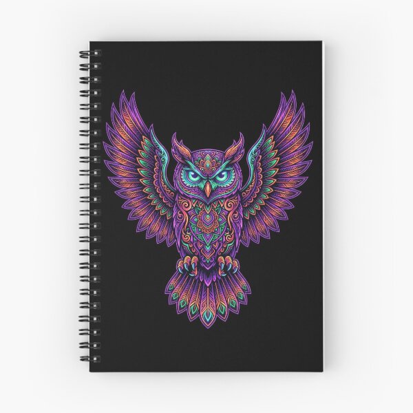 Item preview, Neon Owl Mandala Glowing Wildlife Design designed and sold by PlumArtDesign.