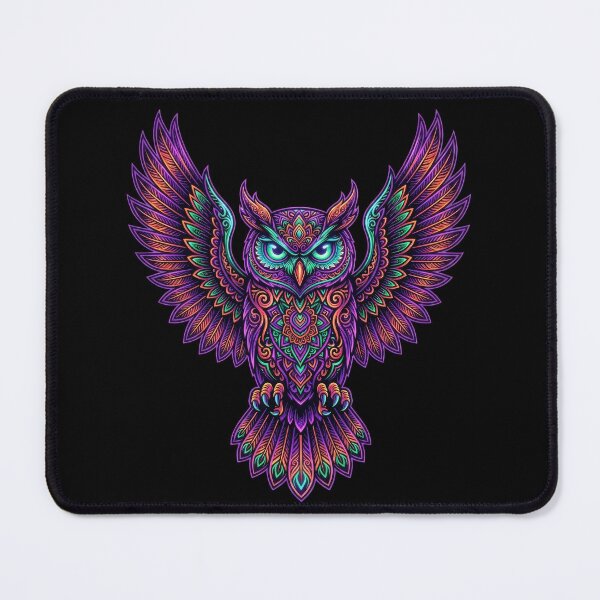 Item preview, Neon Owl Mandala Glowing Wildlife Design designed and sold by PlumArtDesign.