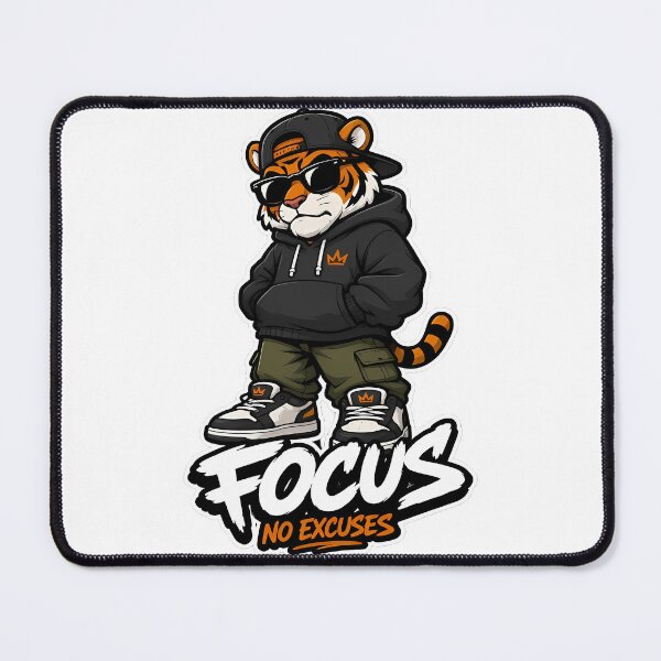 Item preview, Focus No Excuses Tiger Streetwear Cartoon Sticker | Urban Hype Animal Design designed and sold by Aesthicer.