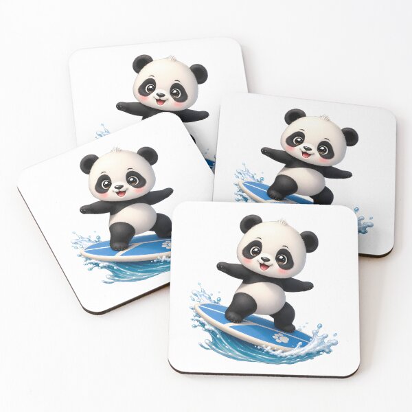 Item preview, Cute Panda Surfing – Kawaii Cartoon Illustration designed and sold by Halbeskilo.
