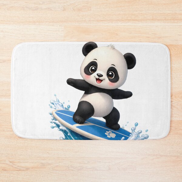 Item preview, Cute Panda Surfing – Kawaii Cartoon Illustration designed and sold by Halbeskilo.