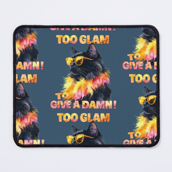Item preview, Too Glam To Give A Damn, black cat with feather boa designed and sold by LiskoDesign.