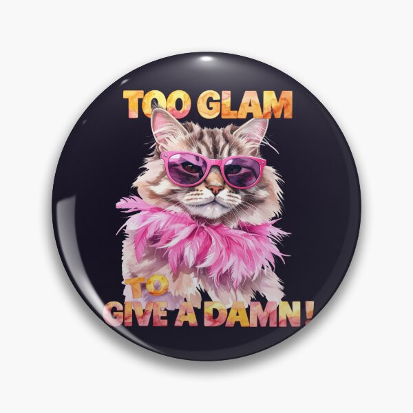Item preview, Too Glam To Give A Damn, cat with pink feather boa designed and sold by LiskoDesign.