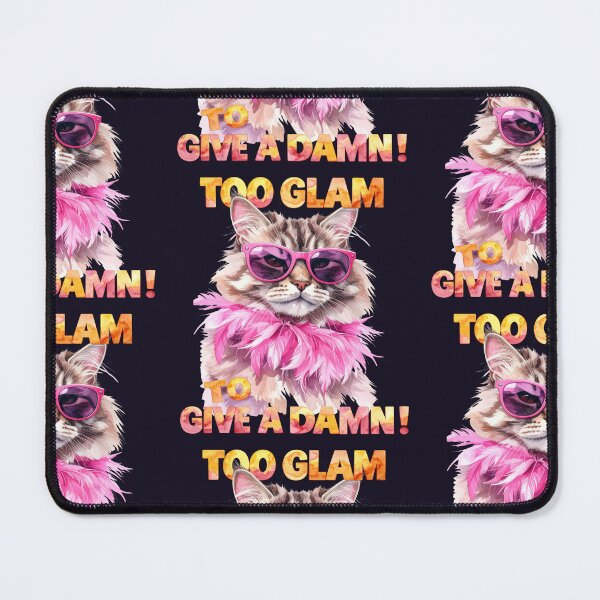 Item preview, Too Glam To Give A Damn, cat with pink feather boa designed and sold by LiskoDesign.