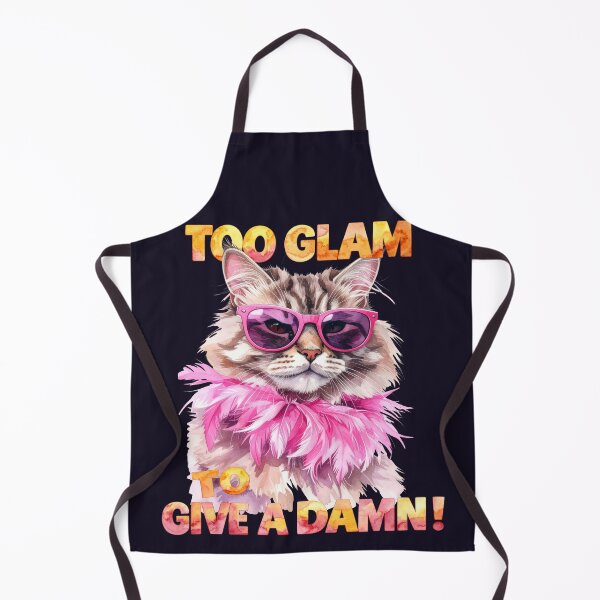Item preview, Too Glam To Give A Damn, cat with pink feather boa designed and sold by LiskoDesign.