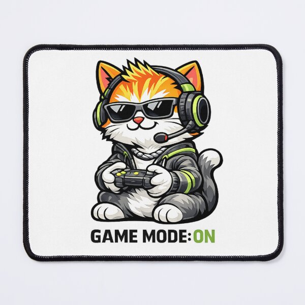 Item preview, Gaming Cat Cartoon Design designed and sold by StyleBloomes.