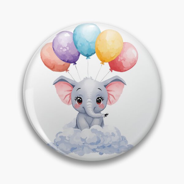 Item preview, A Gorgeous Kawaii Baby Elephant - Pastel Watercolors Balloon Arts designed and sold by DigitfanStudio.