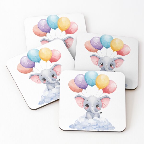 Item preview, A Gorgeous Kawaii Baby Elephant - Pastel Watercolors Balloon Arts designed and sold by DigitfanStudio.