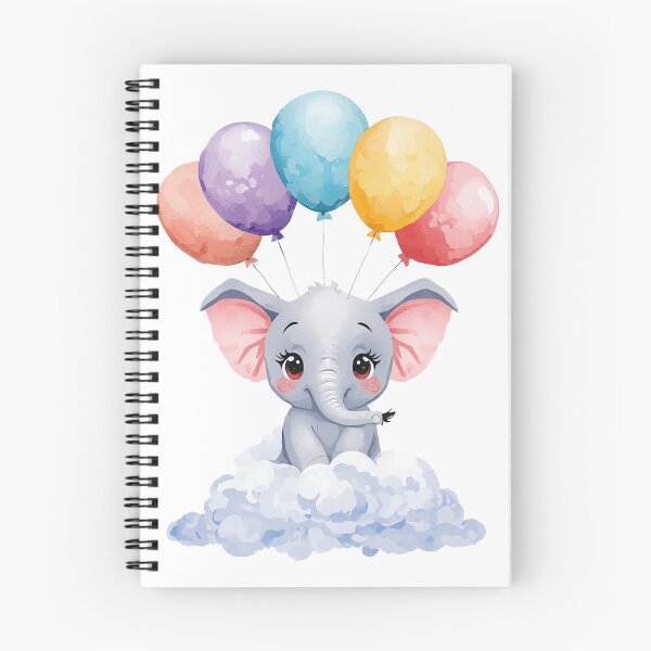 Item preview, A Gorgeous Kawaii Baby Elephant - Pastel Watercolors Balloon Arts designed and sold by DigitfanStudio.