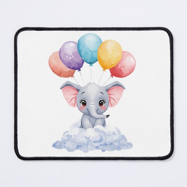 Item preview, A Gorgeous Kawaii Baby Elephant - Pastel Watercolors Balloon Arts designed and sold by DigitfanStudio.