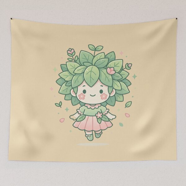 Item preview, Cute Kawaii Leaf Fairy Girl - Cottagecore Nature Aesthetic Art designed and sold by ZyloPrints.