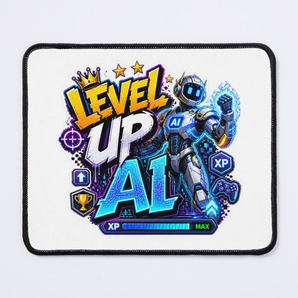 Item preview, LEVEL UP AI Graffiti Sticker PNG | Futuristic Robot AI Design | Cyber Tech Gamer Vinyl Decal | Artificial Intelligence Laptop Sticker designed and sold by Stylestickers55.