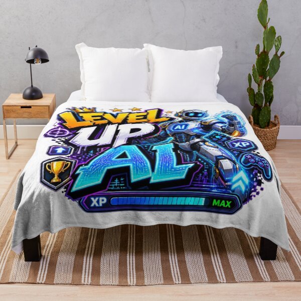 Item preview, LEVEL UP AI Graffiti Sticker PNG | Futuristic Robot AI Design | Cyber Tech Gamer Vinyl Decal | Artificial Intelligence Laptop Sticker designed and sold by Stylestickers55.