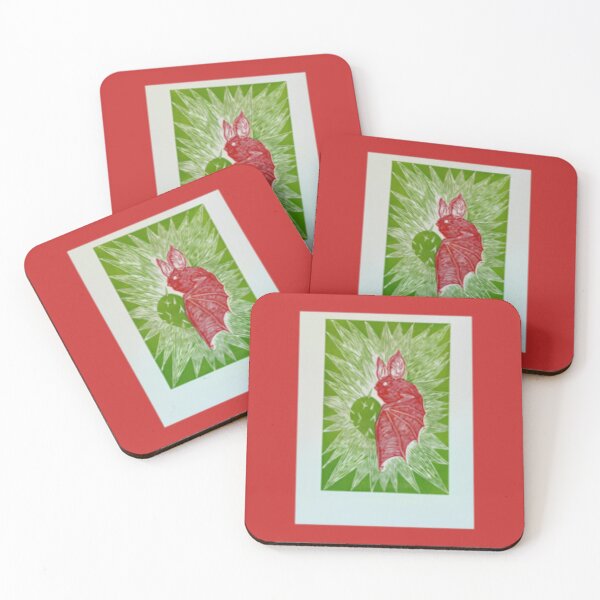Item preview, Red Bat Starburst Linocut designed and sold by GreenFluffBun.