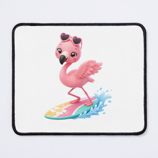 Item preview, Cute Flamingo Surfing – Kawaii Cartoon Illustration designed and sold by Halbeskilo.