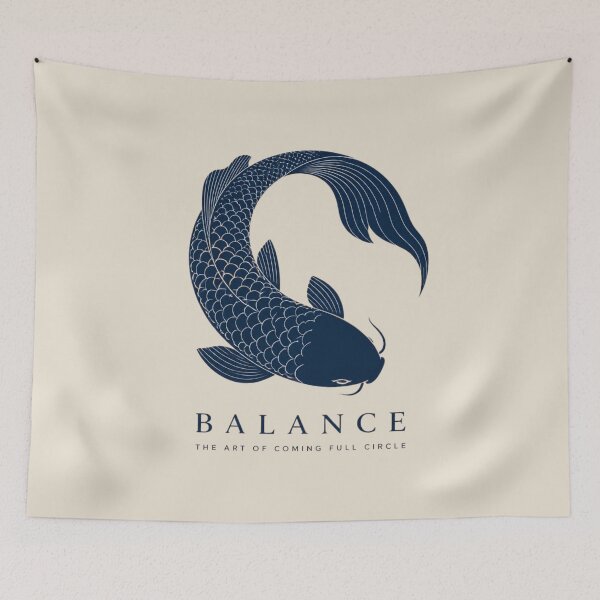 Item preview, Minimalist Koi Fish Balance Line Art Wellness Logo Design designed and sold by Panom Suavichien.