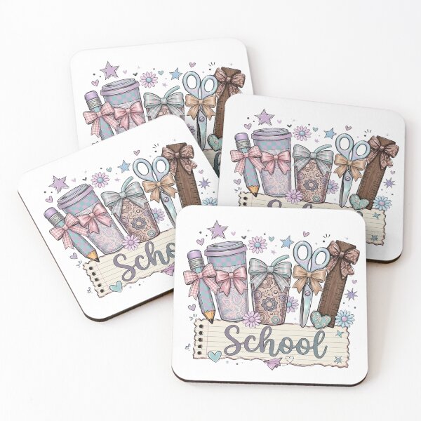 Item preview, Cute Pastel School Supplies with Bows | Kawaii Back to School Aesthetic Sticker designed and sold by TheDigitalArtisianHub.