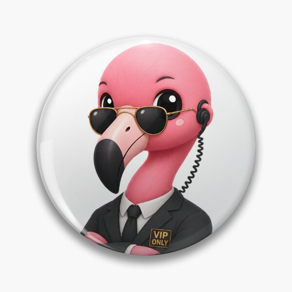 Item preview, Cute Flamingo Security – Kawaii Cartoon Illustration designed and sold by Halbeskilo.