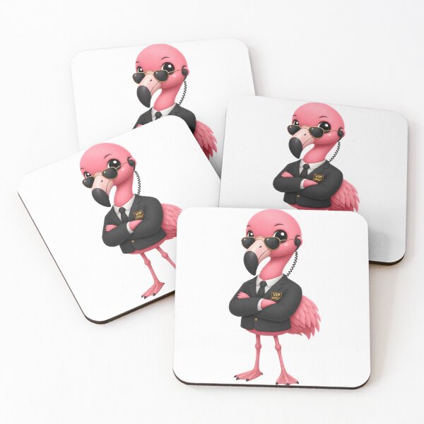 Item preview, Cute Flamingo Security – Kawaii Cartoon Illustration designed and sold by Halbeskilo.