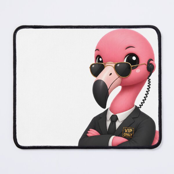 Item preview, Cute Flamingo Security – Kawaii Cartoon Illustration designed and sold by Halbeskilo.