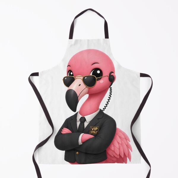 Item preview, Cute Flamingo Security – Kawaii Cartoon Illustration designed and sold by Halbeskilo.
