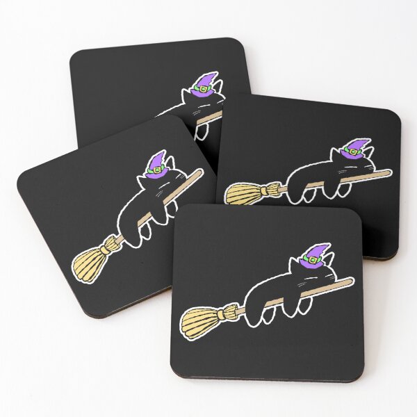 Item preview, Black Cat Witch Hat Broomstick Illustration designed and sold by MZS Studio.
