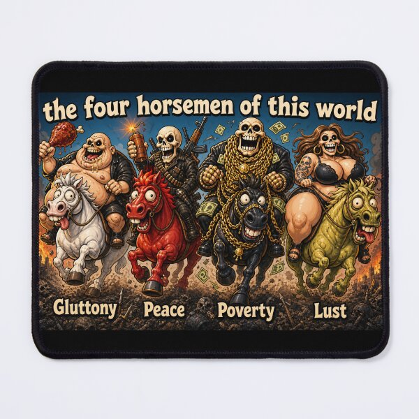 Item preview, The Four Horsemen of This World - Satirical Art designed and sold by Nela-&-Lena.