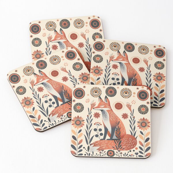 Item preview, Scandinavian Folk Art, Floral Fox designed and sold by xiao xuans.