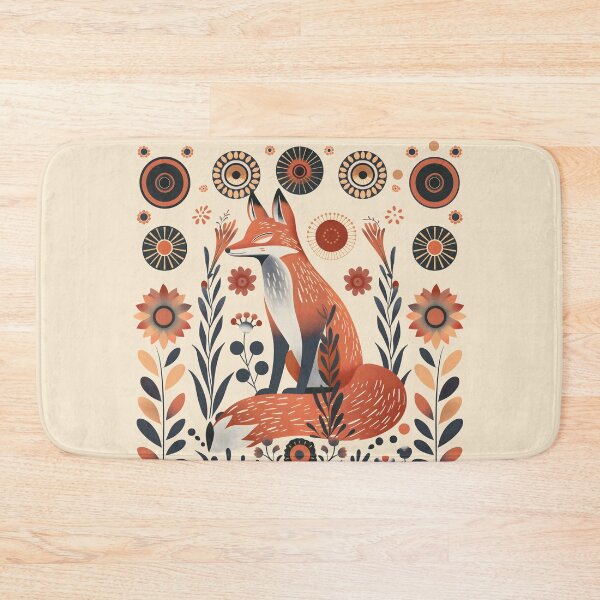 Item preview, Scandinavian Folk Art, Floral Fox designed and sold by xiao xuans.