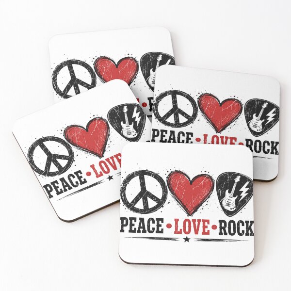 Item preview, Peace Love Rock T-Shirt | Vintage Rock and Roll Music Graphic Tee designed and sold by Danny's Tees.