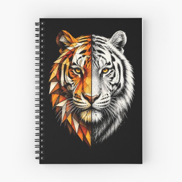 Item preview, Half Geometric Tiger White Tiger Portrait designed and sold by VeltrixaDesigns.