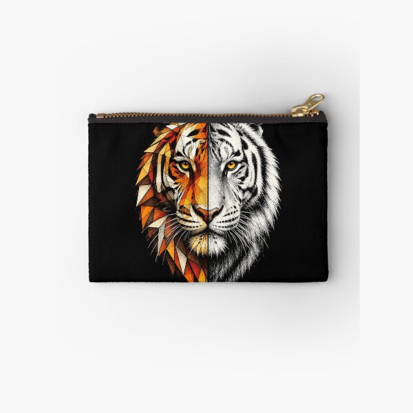 Item preview, Half Geometric Tiger White Tiger Portrait designed and sold by VeltrixaDesigns.