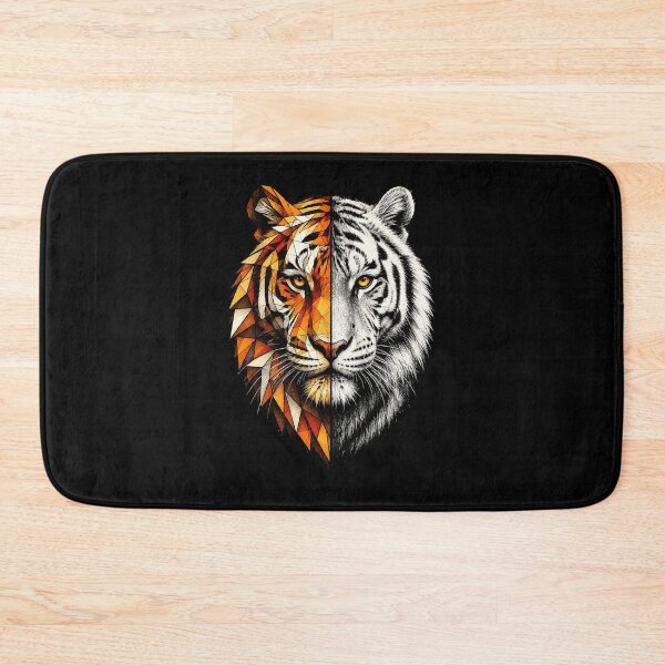 Item preview, Half Geometric Tiger White Tiger Portrait designed and sold by VeltrixaDesigns.