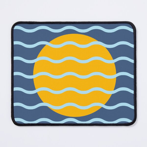 Item preview, Golden Sun Over Ocean Waves | Mid Century Modern Coastal Minimalist Pattern in Navy Mustard designed and sold by nineFlorals.
