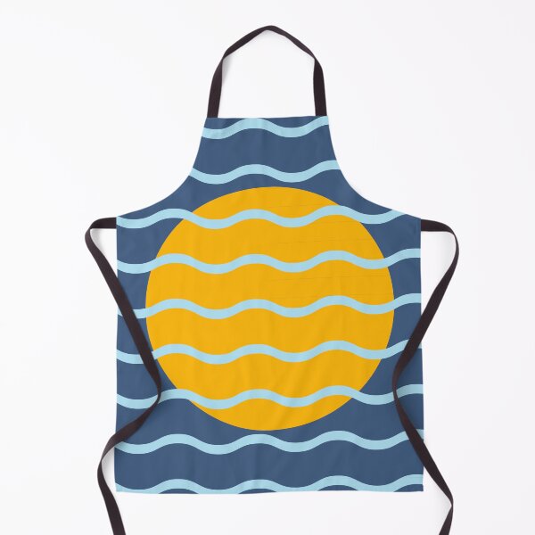Item preview, Golden Sun Over Ocean Waves | Mid Century Modern Coastal Minimalist Pattern in Navy Mustard designed and sold by nineFlorals.