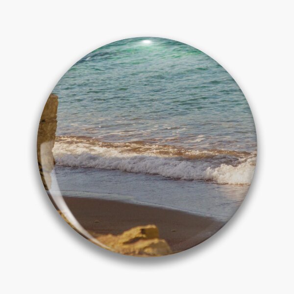 Item preview, Rocky Cliff and Turquoise Sea With Gentle Waves on a Sunny Sandy Beach Coastal Landscape designed and sold by Nmallia.