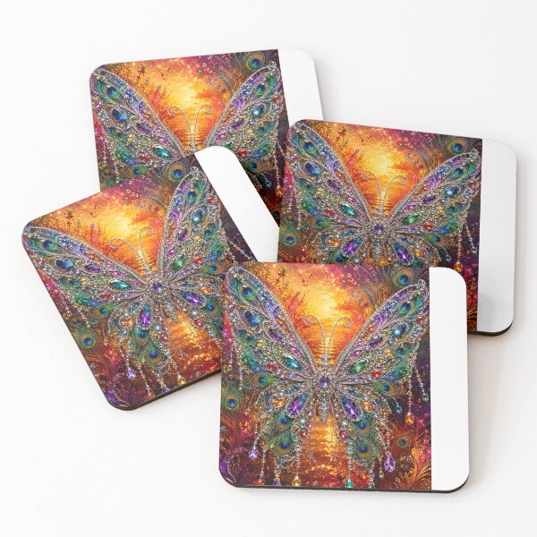 Item preview, Jeweled Peacock Butterfly Sunset Gemstone Design designed and sold by Extremeallie.