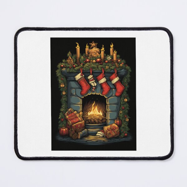 Item preview, Cozy Christmas Fireplace with Festive Stockings and Holiday designed and sold by williemmargol12.