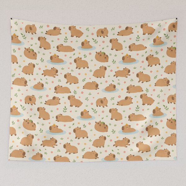 Item preview, Funny capybaras and floral pattern designed and sold by Nolan6.