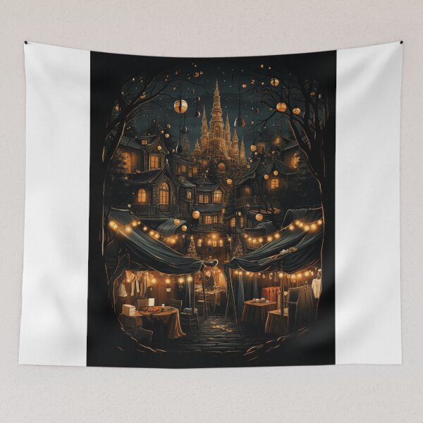 Item preview, Enchanting Christmas Village Under a Moonlit Winter Sky designed and sold by williemmargol12.