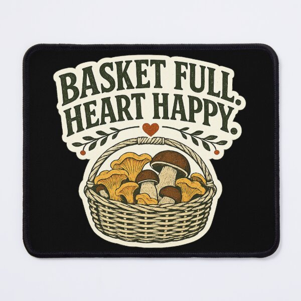 Item preview, Vintage Mushroom Foraging Basket Illustration designed and sold by OddHobbyClub.
