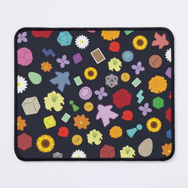 Item preview, Board Game Floral Pattern | Meeples, Dice, Cards & Game Pieces on Blue designed and sold by Hallowed Artistry.