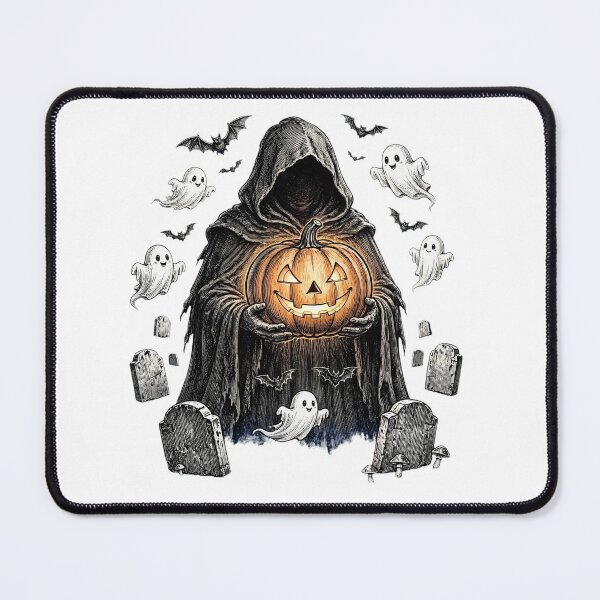 Item preview, Grim Reaper with Glowing Pumpkin Halloween Art designed and sold by BloopyWorks.