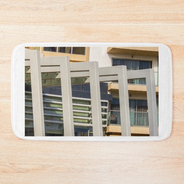Item preview, Modern Building Facade With Repeating Balcony Frames and Glass Windows in Urban Architecture designed and sold by Nmallia.