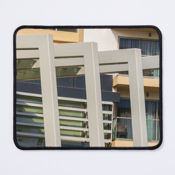 Item preview, Modern Building Facade With Repeating Balcony Frames and Glass Windows in Urban Architecture designed and sold by Nmallia.